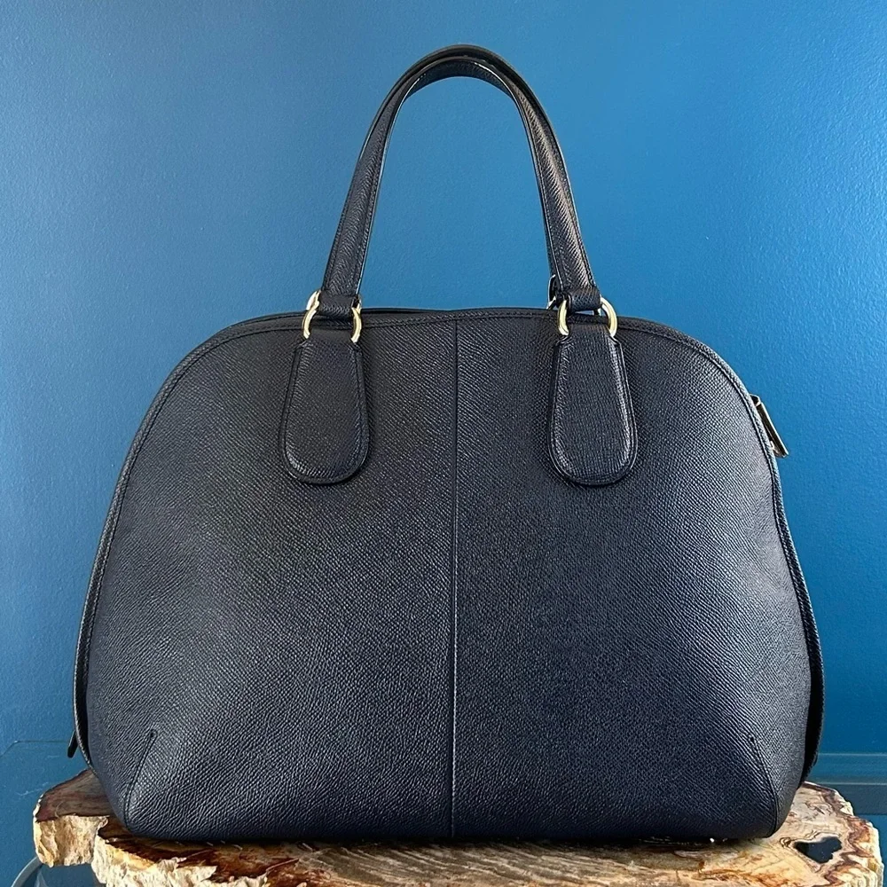 Coach Prince Street Midnight Blue Crossgrain Leather Domed Satchel 34939